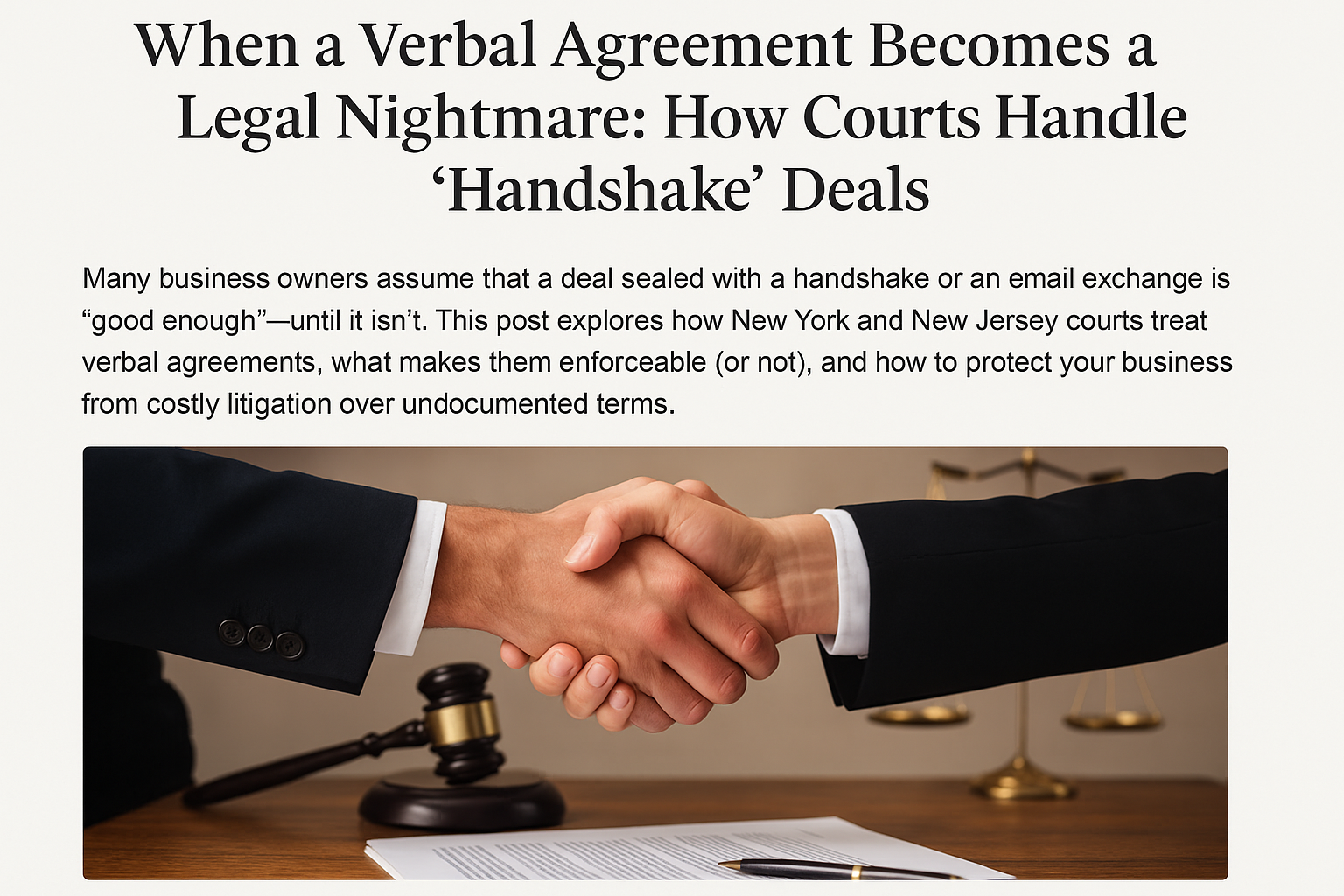 When a Verbal Agreement Becomes a Legal Nightmare: How Courts Handle ‘Handshake’ Deals