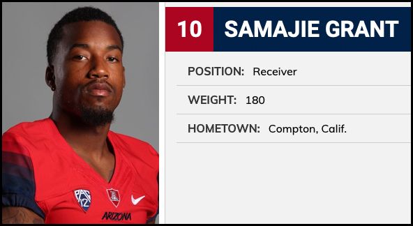 Samajie Grant listed as a WR on the Arizona Wildcats website