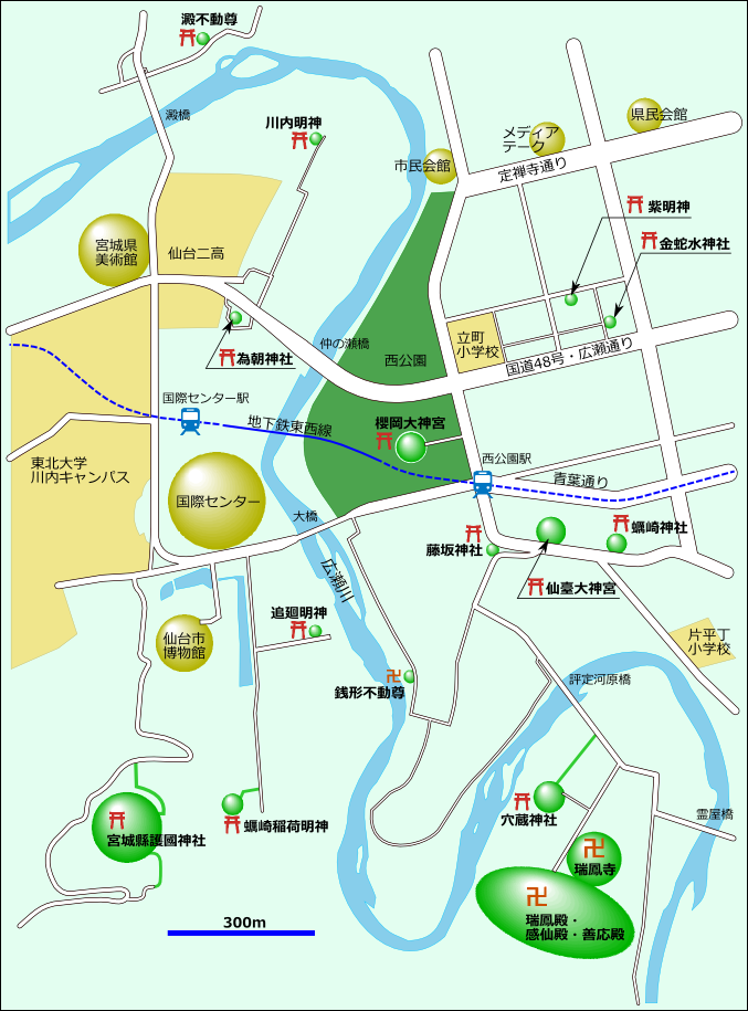 青葉山から城下地図