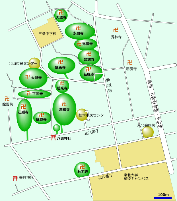 新坂通・北山方面地図