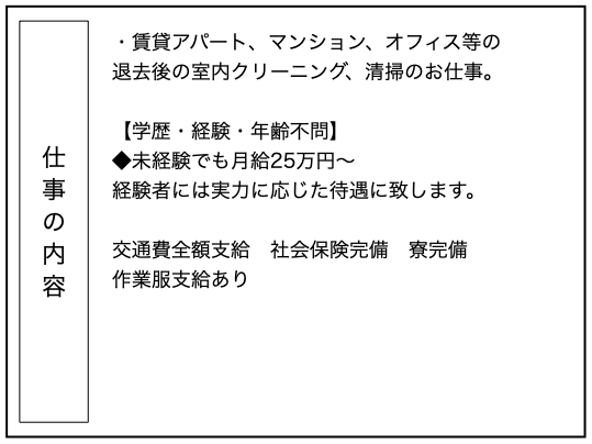 一般的な仕事内容の紹介文