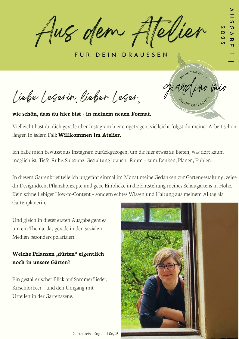 Gartenbrief aus dem Atelier – Einblick in gestalterische Gartenarbeit und persönliche Gartenkultur