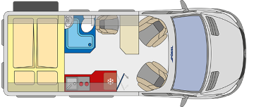 Der Grundriss des Pössl Roadstar X Camper Vans 2025