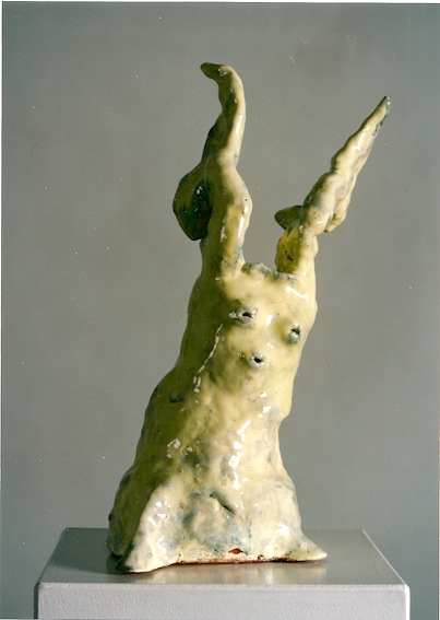 hellgelber Engel, Keramik glasiert, 1997 (38 x 20 x 16,5 cm)