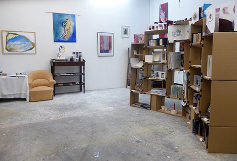 Exposition de la Bibliothèque vagabonde dans l'atelier "31" à Montreuil (93)