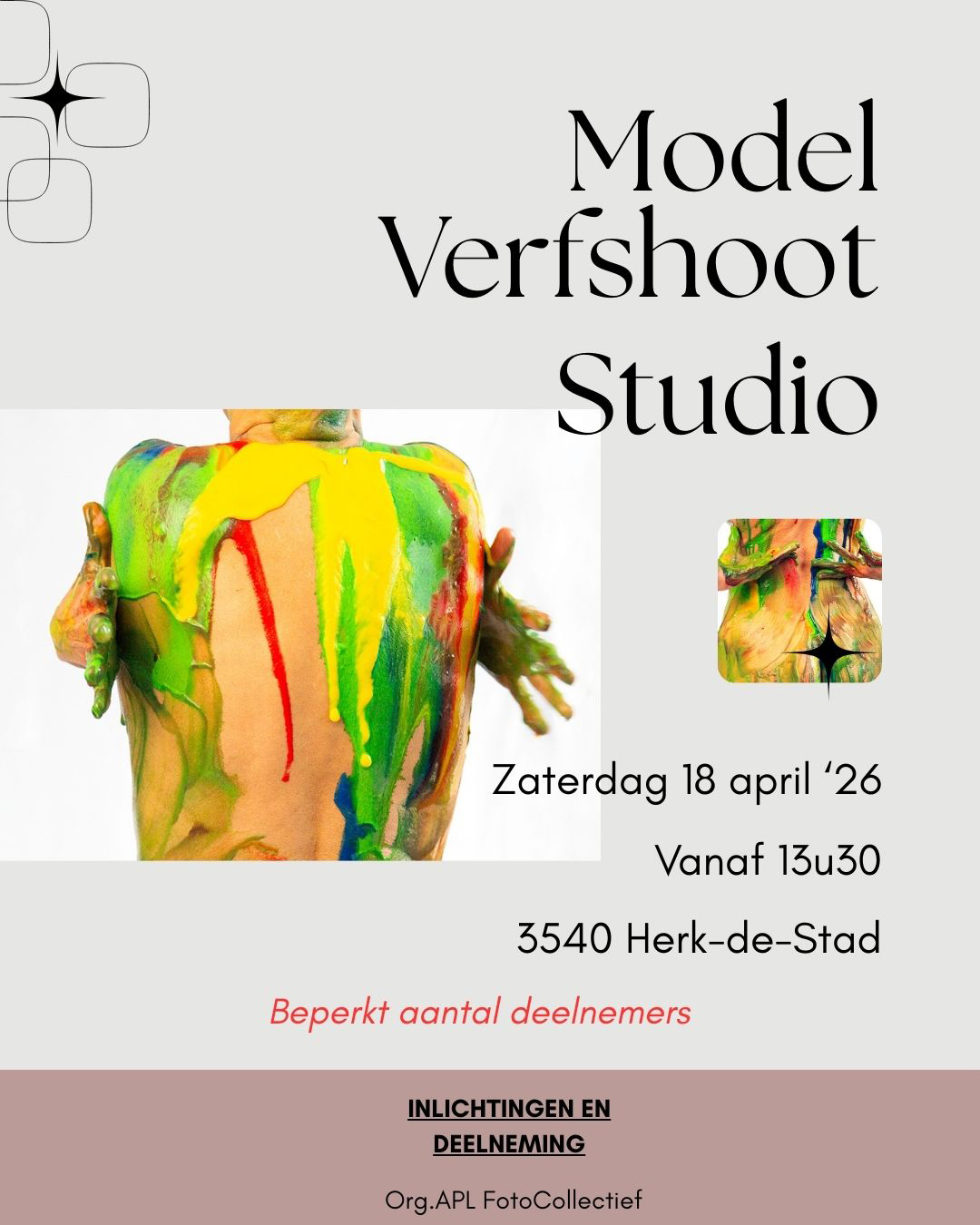 Model met verf in de studio