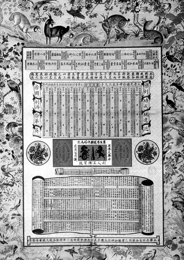 A.S. Watsons Chinese advertising calendar poster with similar design for the year 1889