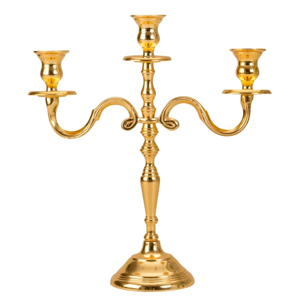 Candelabro a 3 bracci dorato h = 31 cm € 27.00