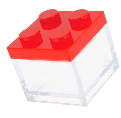 scatola lego rosso in plexiglass 5 x 5 h 4,5  € 2,00