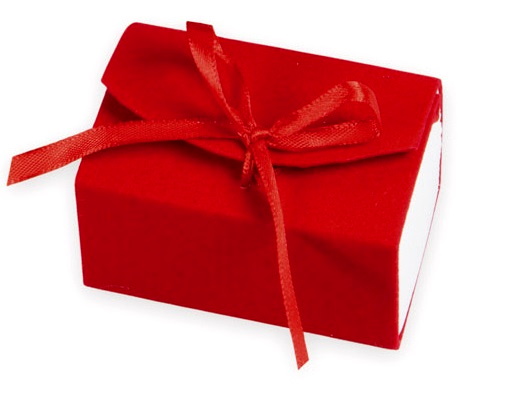 scatolina bauletto in vellutino rosso 7,5 x 5 x 4 € 1,50 senza confetti 