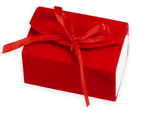 scatolina bauletto in vellutino rosso 7,5 x 5 x 4 € 1,50 senza confetti € 1,70