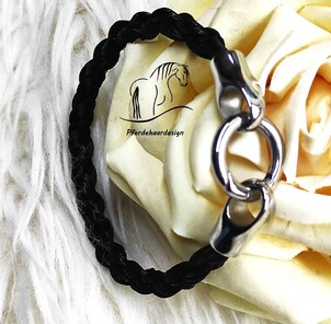 Pferdehaararmband rund geflochten, Ringverschluss