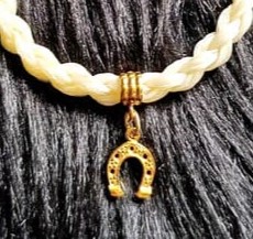 Pferdehaarschmuck- Armband mit Hufeisen in 925 Silber, GOLD, Rose