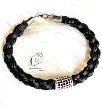 Armband aus Pferdehaar-Modell S02-Gitterhülse Hülse-Karabinerverschluss- -925er Silber