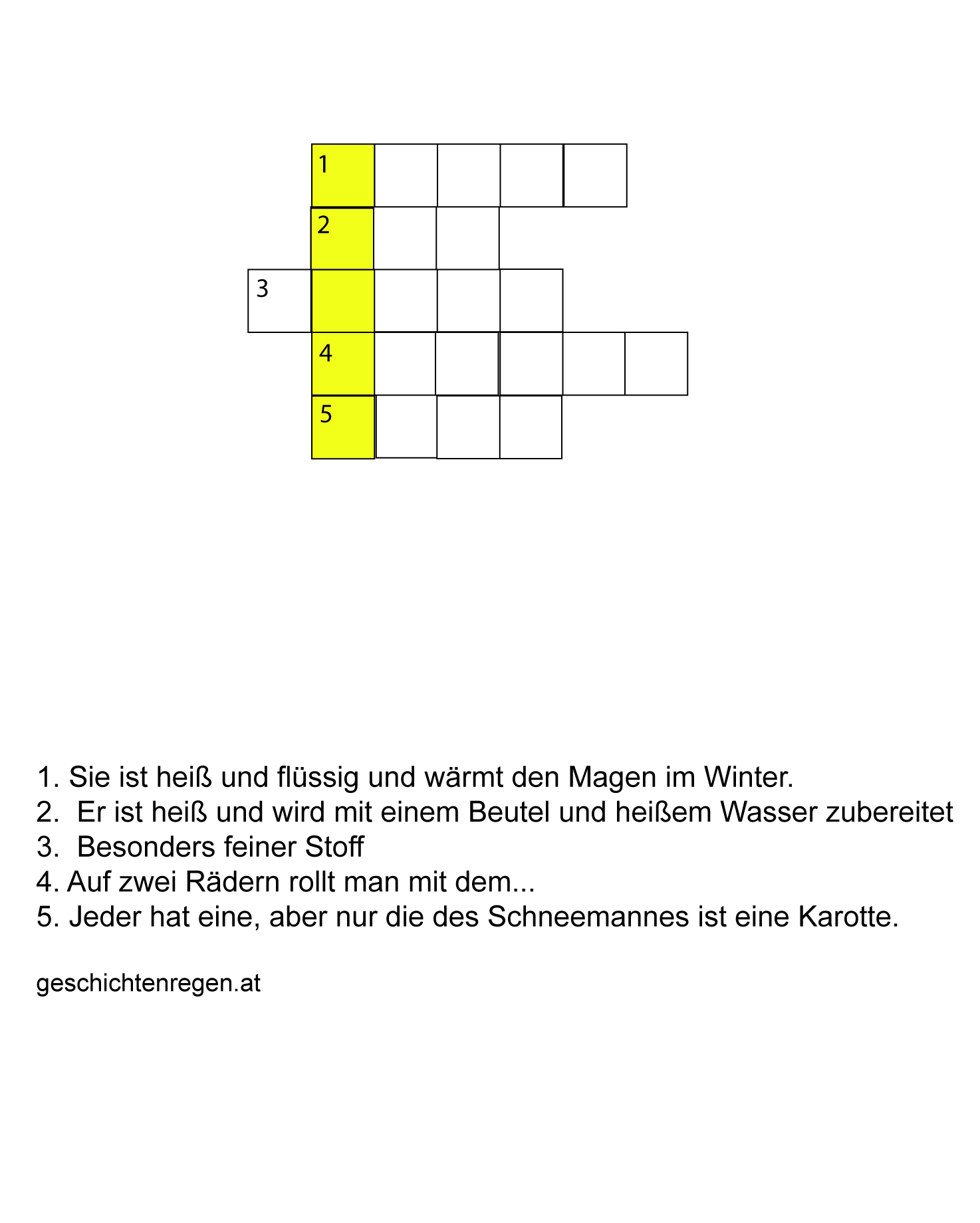 Kreuzworträtsel - Kinderbuch Geschichtenregen