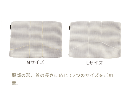 頭の形、首の長さに応じてMLの2サイズをご用意しています