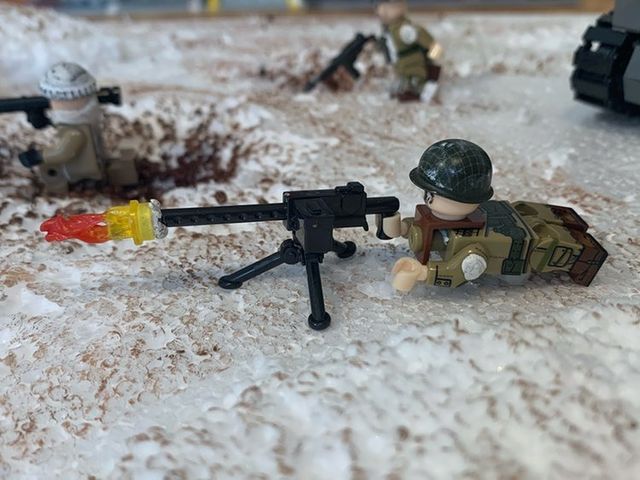 minifigs soldat US custom ww2 avec mitrailleuse et casque