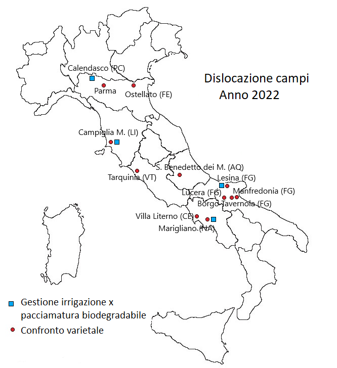 I campi prova per l'annualità 2022