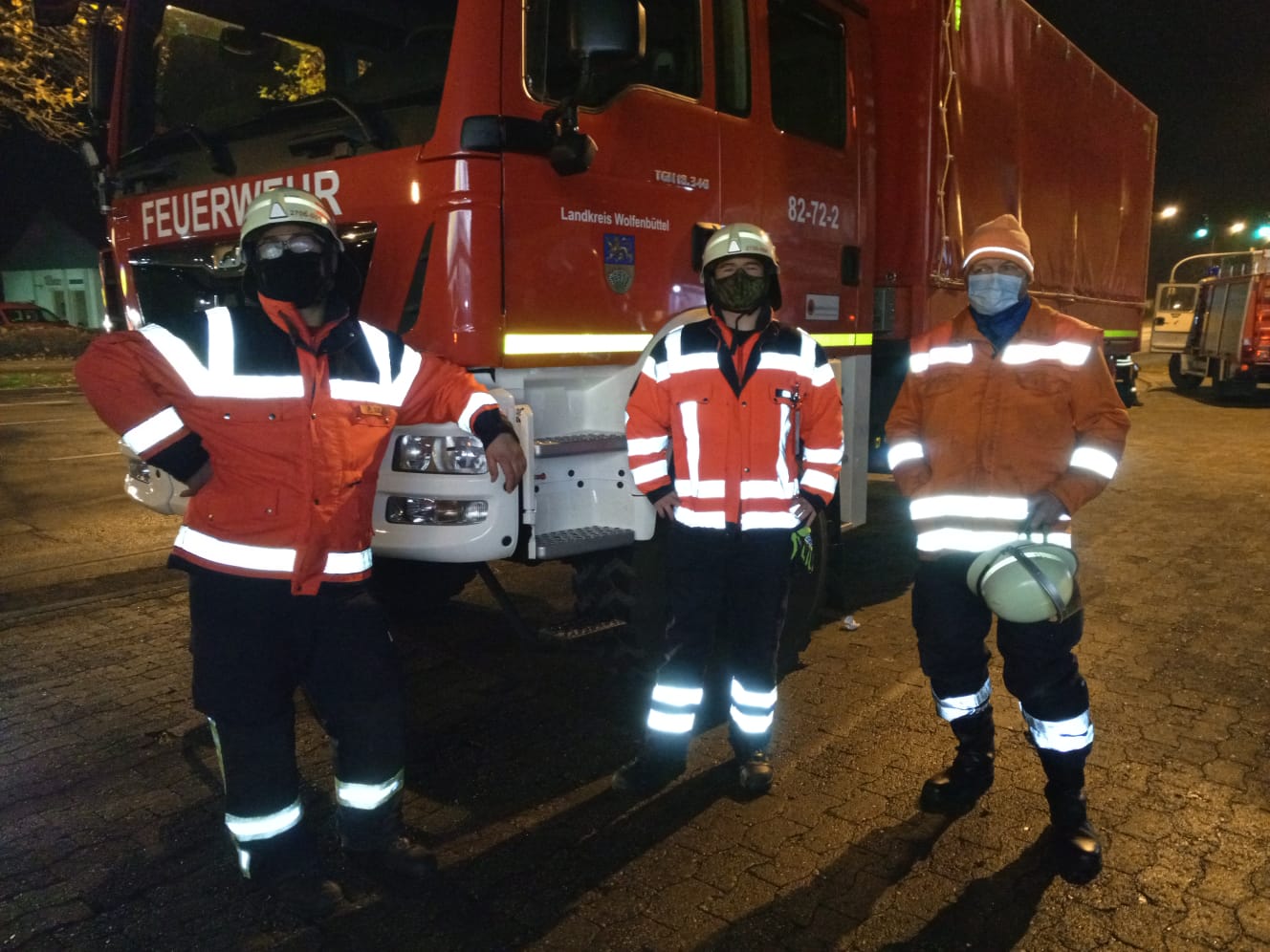 Dekon Einsatz in Wolfenbüttel am 01.12.2020: Patrick Dube, Elias Hirsch und Frank Köhler