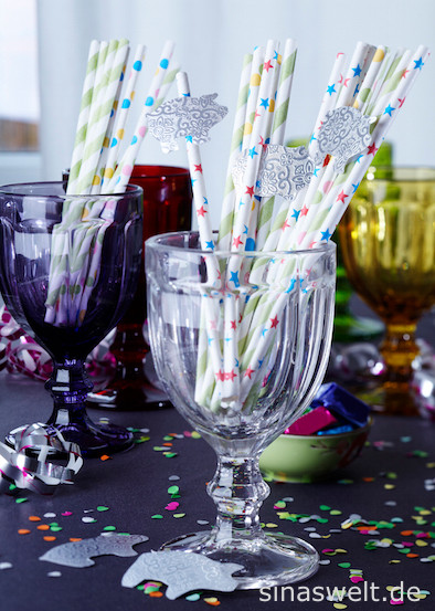 Silvesterdeko, Silvester, deko, Strohhalm, Partydeko