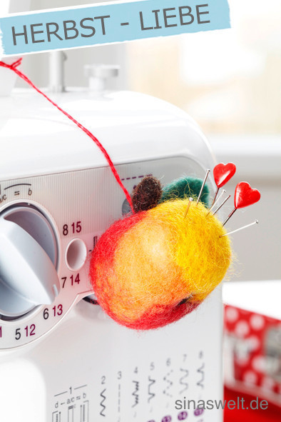 filzen, Filz, Nadelkissen, Apfel, kreativ, Bastelidee, DIY, do it yourself, selber machen, selbst machen, Selbermachen, Filzen, Filz, kreativ, Basteln mit Kindern, kreativ mit Kindern, Dekoidee, nähen, Nähkissen, Nadelkissen, Anleitung, Bastelanleitung, d