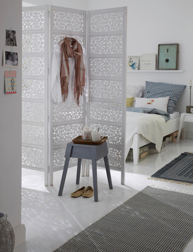 Schlafzimmer, Wohnidee, Einrichtungsidee, Raumteiler, Fensterdeko