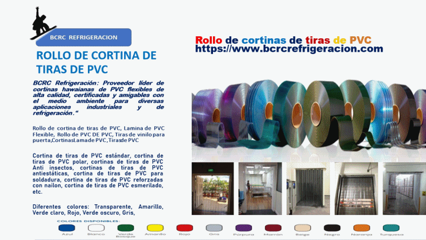 • cortina hawaiana de PVC instalada en cámara de refrigeración