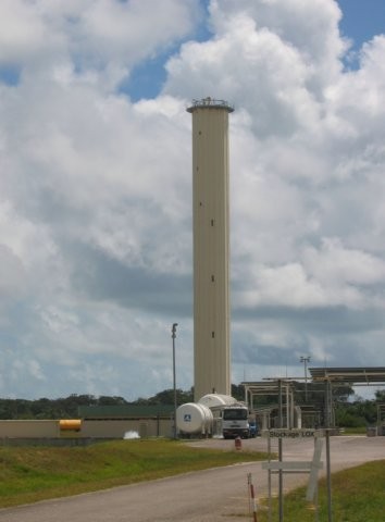 De watertoren bij het Ariane V platform.
