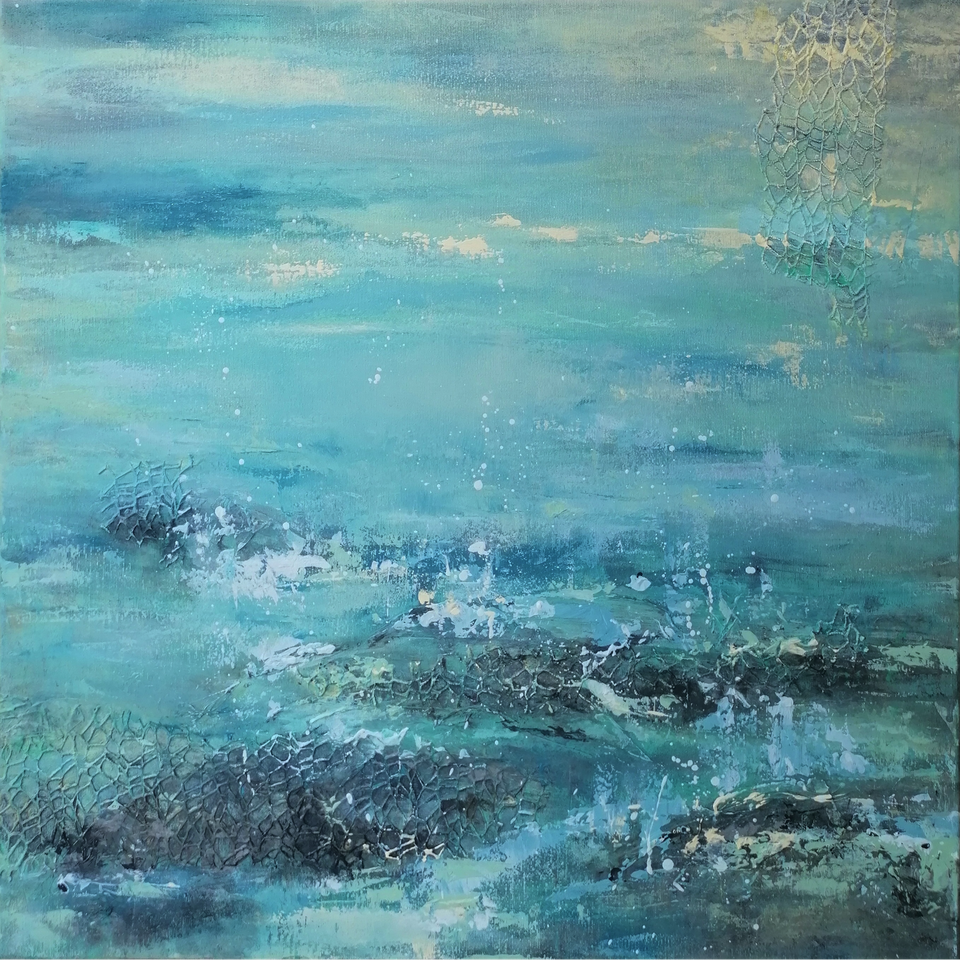 Waves, Acryl & Mixed Media auf Leinwand, 70x70cm
