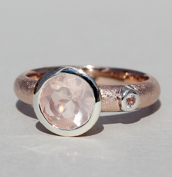 ring-zart-rosenquarz -rund-6 mm-bergkristall- 3 mm-silber- rose-vergoldet-925-sterling