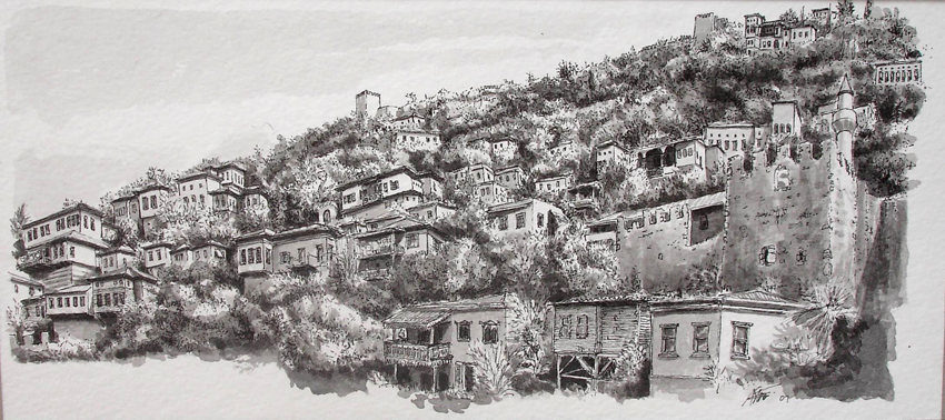 Alanya, Antalya.  Ink pen and brush on paper, 2008