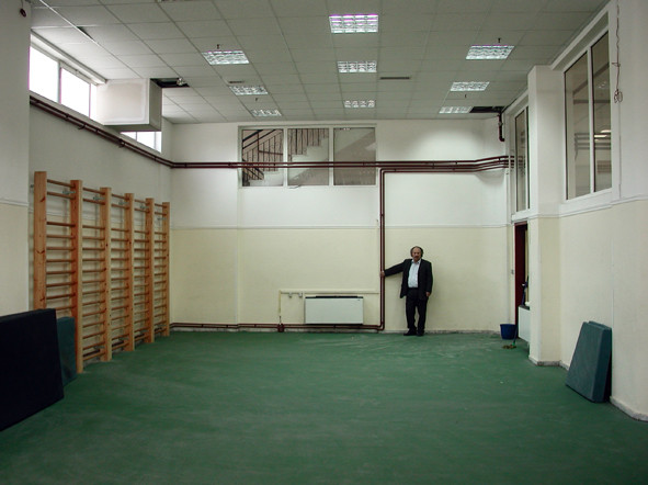 Before. Τhe same hall, planned as a meeting hall and gym: an ugly and depersonalized space.