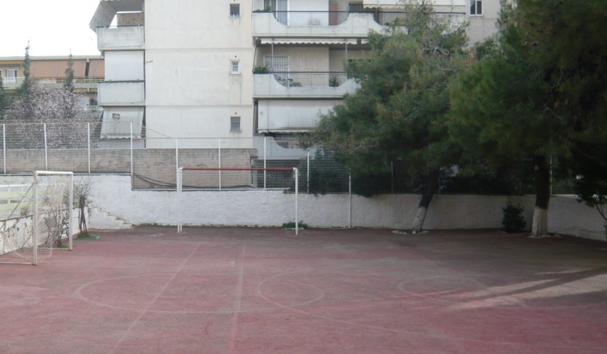 View of the schoolyard, "European Model" Primary School, Athens, before redesign.