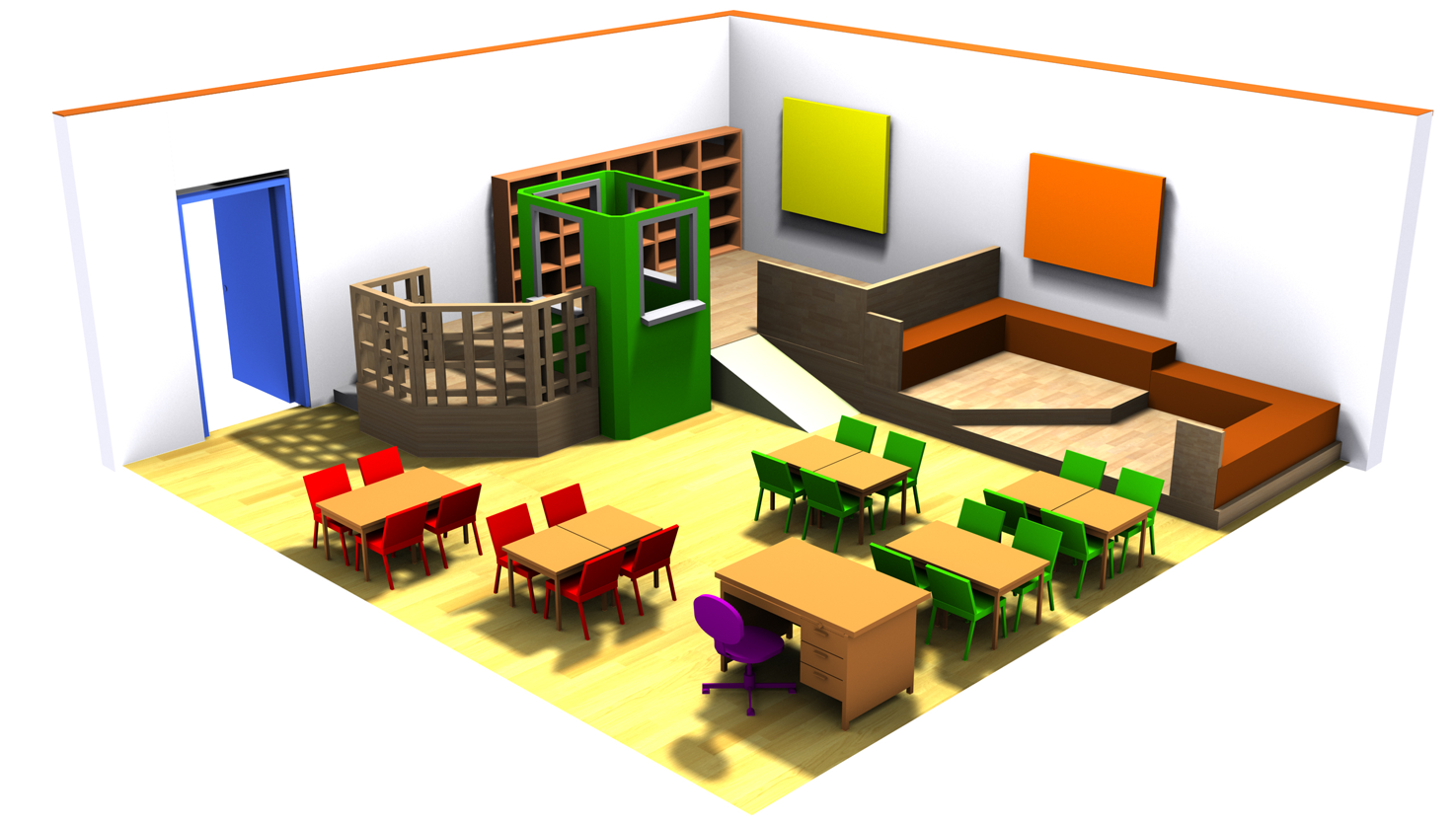 The typical classroom after its redesign to function in the cooperative approach