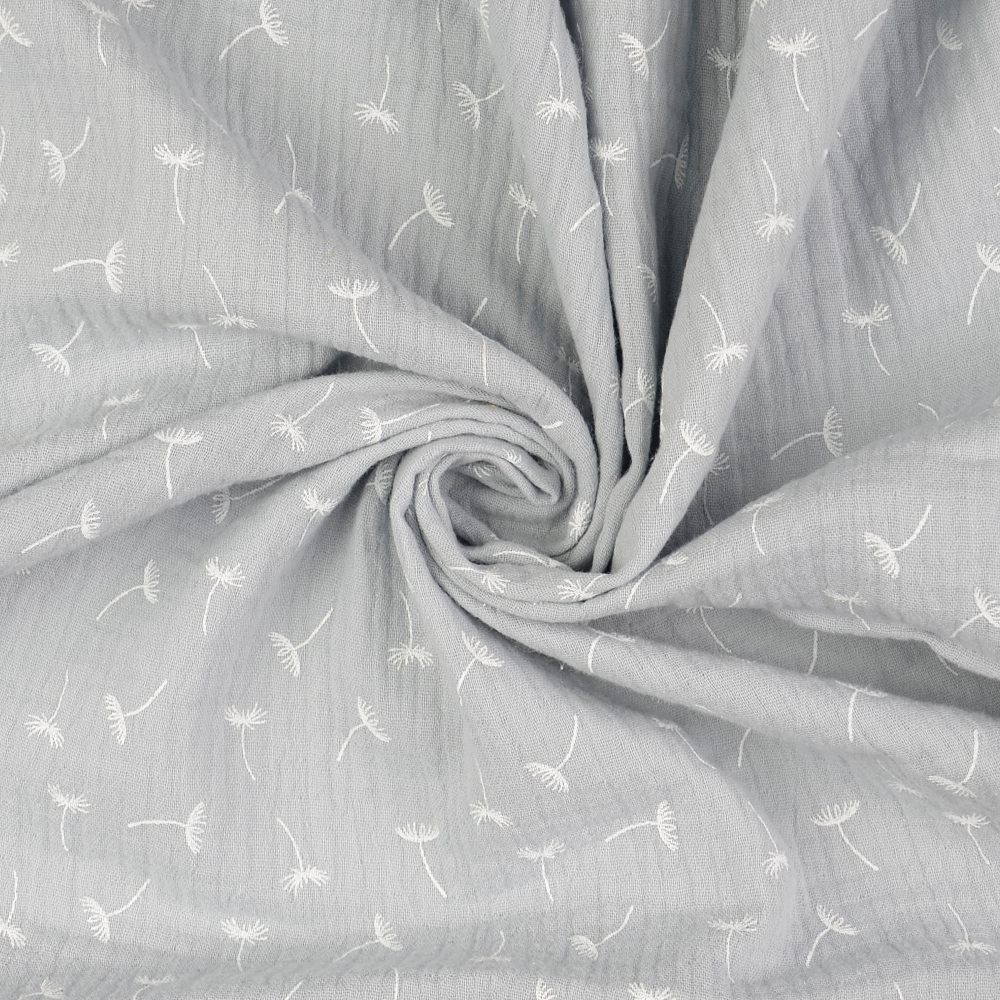Musselin grau Pusteblume 100% BW, Breite ca. 130cm, 12,90€/m