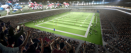 New Tsukiji Stadium proposal, in American Football mode (From MITSUI FUDOSAN site)