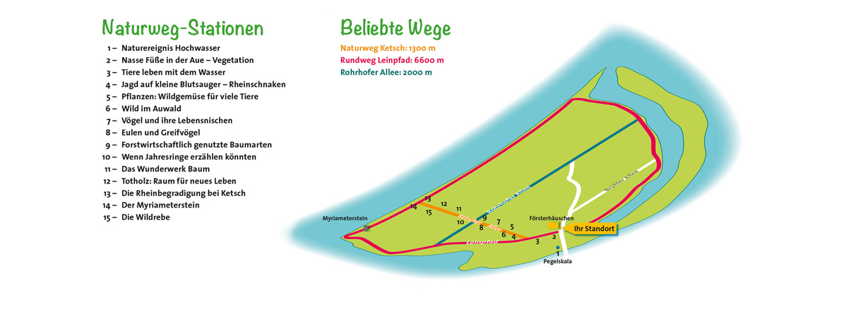 Übersichtsplan Ketscher Rheininsel – Infotafel Naturweg Gemeinde Ketsch 