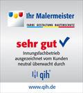 Qih, Qualität im Handwerk, Kunden bewerten Malerbetrieb, Handwerkersuche, vom Kunden ausgezeichnet, qih-Qualitätssiegel, sehr gut, Innungsfachbetrieb.