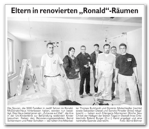 Ronald McDonald Haus, Renovierungsarbeiten, Zuhause auf Zeit