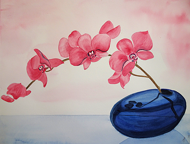 "Orchideen": Aquarell & Pigmente/Papier 50x70