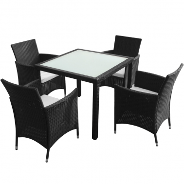Ensemble Table Et 4 Chaises Exterieur Poly Rotin Noir Mon Jardin