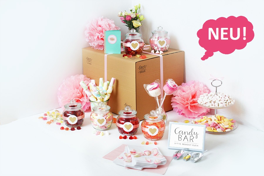 Candy Bar selbermachen Tipps Schaufel Etagere Süßigkeiten Bonbonglas Pom Pom Bilderrahmen
