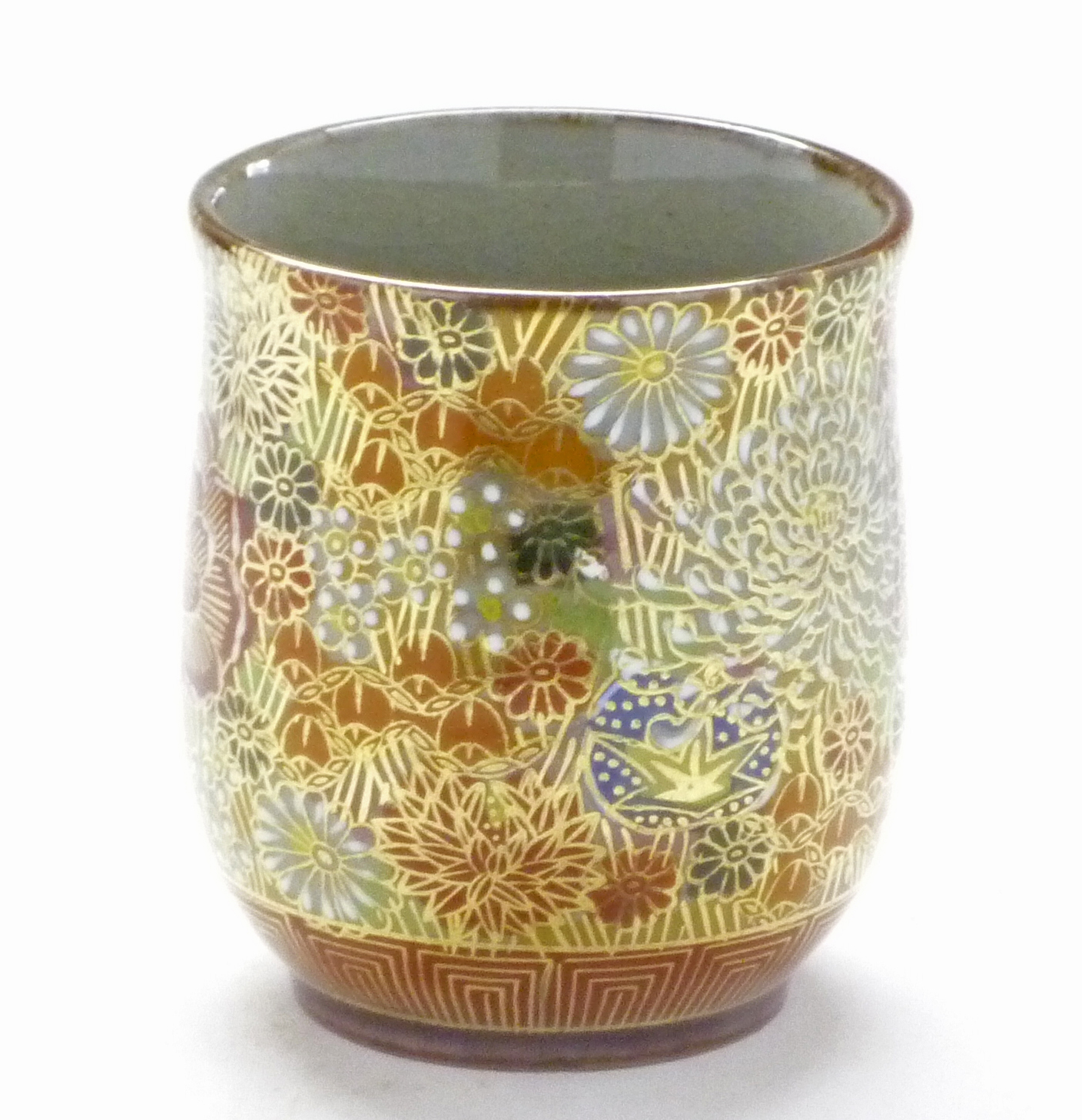 公式ショップ 九谷焼お湯呑大 加賀のお殿様 お姫様キブン 金花詰 裏絵