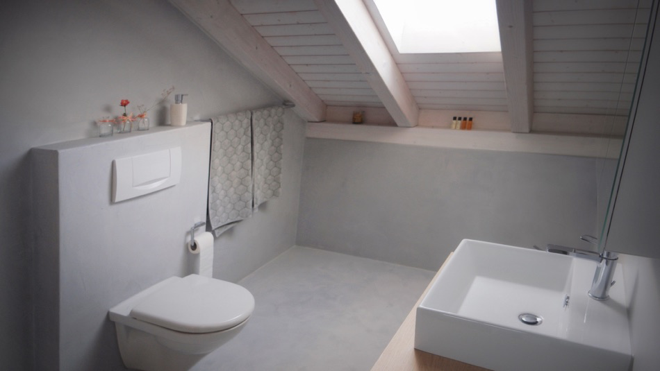 bathroom - jointless microcement topping with individual color and structure