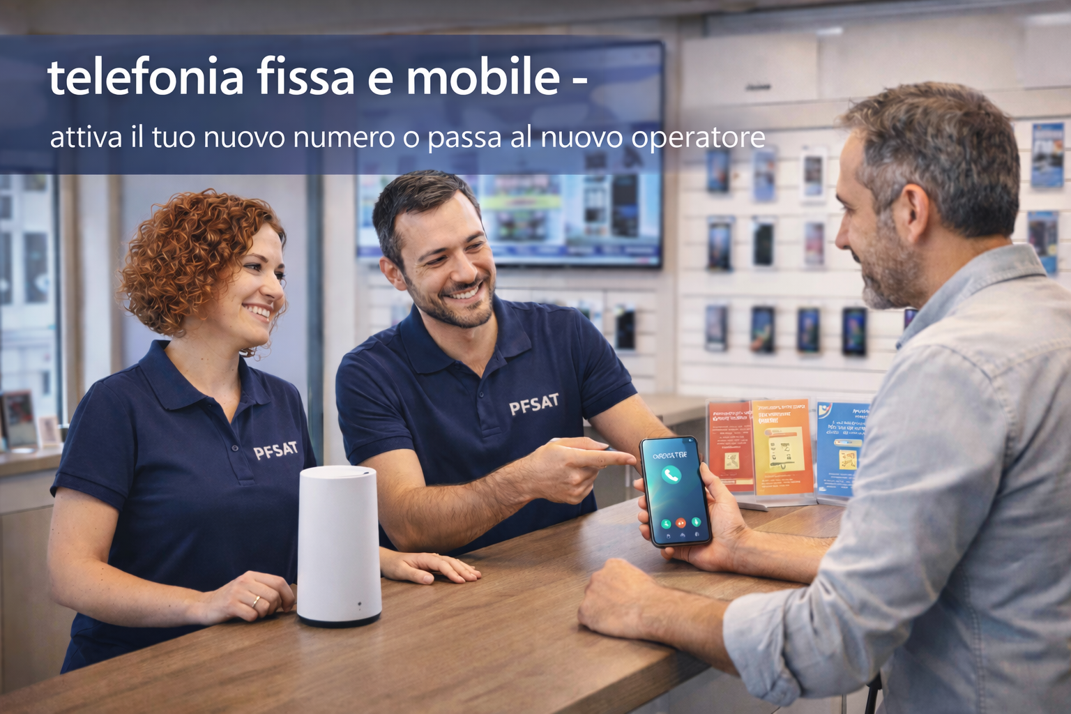 Consulenza cliente per offerte Internet fibra e FWA presso negozio PFSAT a Pordenone