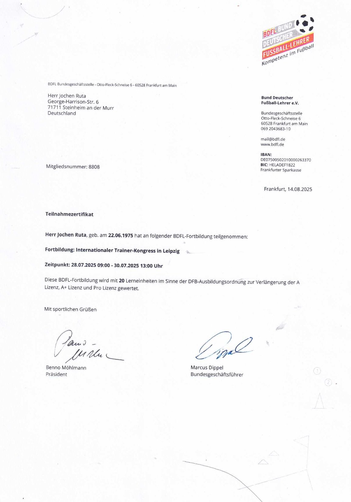 BDFL - Internationaler Trainer-Kongress Leipzig 2025