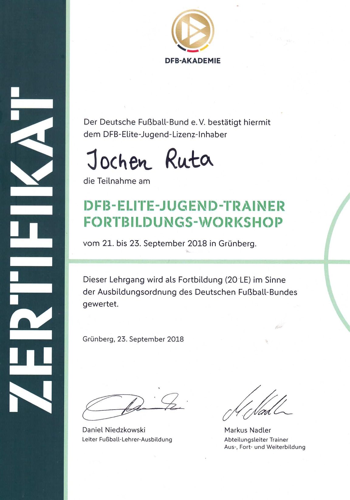DFB-Akademie - DFB-Elite-Jugend-Trainer Workshop 2018