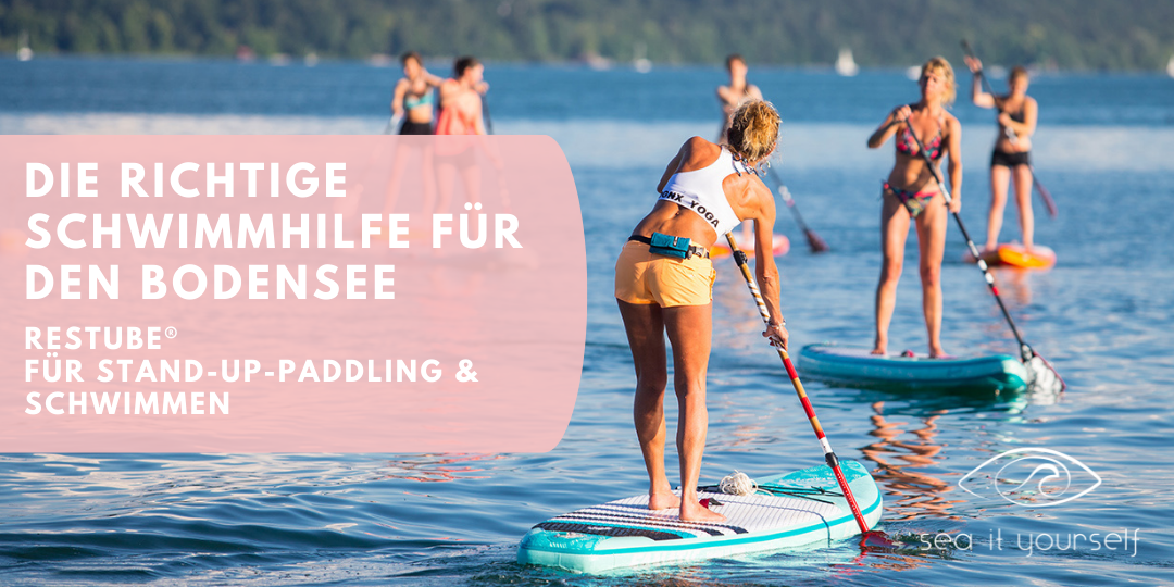 Die richtige Schwimmhilfe für den Bodensee: RESTUBE® für Stand-Up-Paddling & Schwimmen