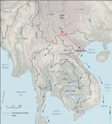 South-Asia continental main waterways with commercial routes