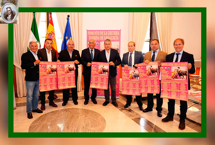 Antonio Sanz, Consejero de la Presidencia de la Junta de Andalucía presenta los carteles del ciclo de novilladas de las escuelas que televisará Canal Sur